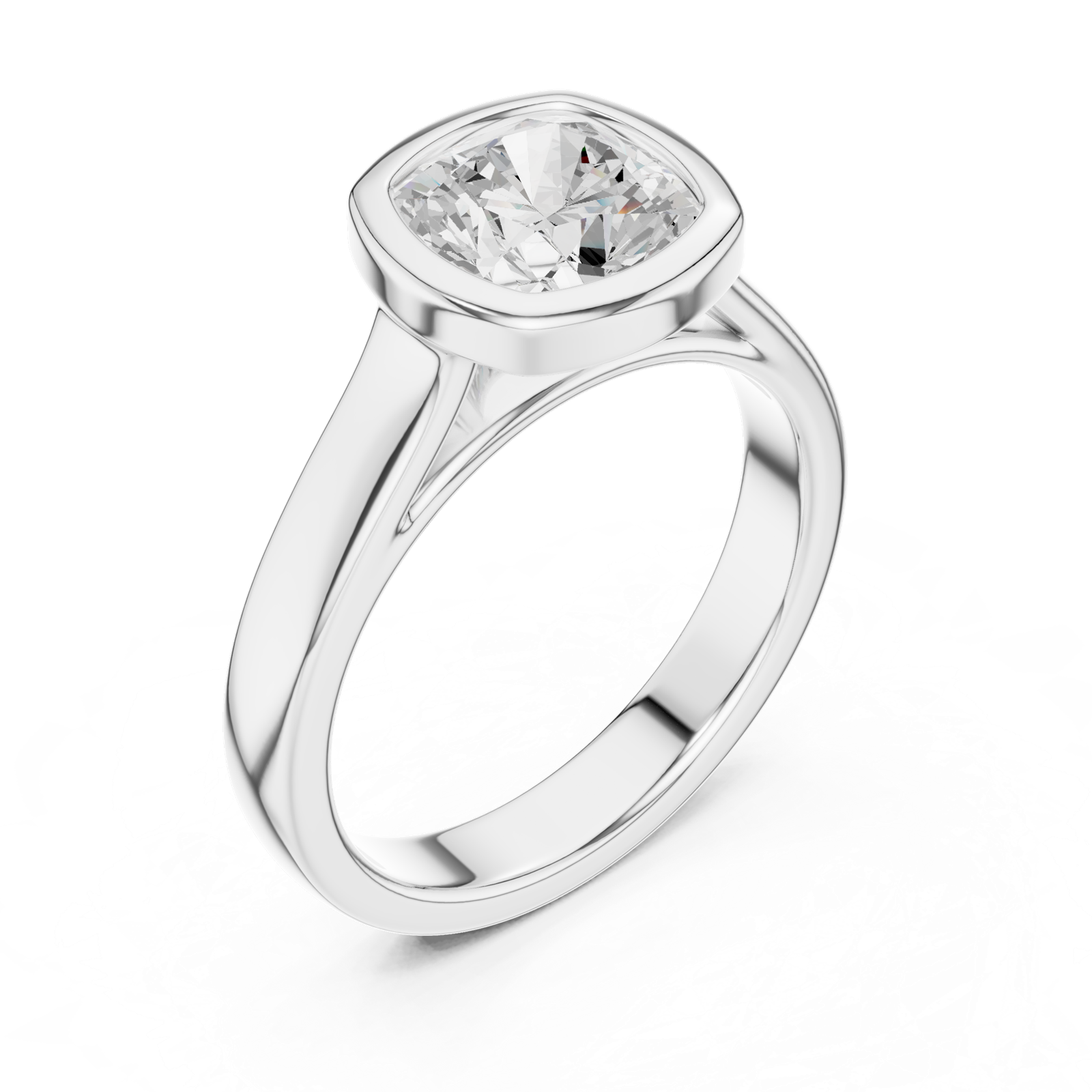 Gold Jewelry L36-3, Cushion center stone, White Gold, view 2