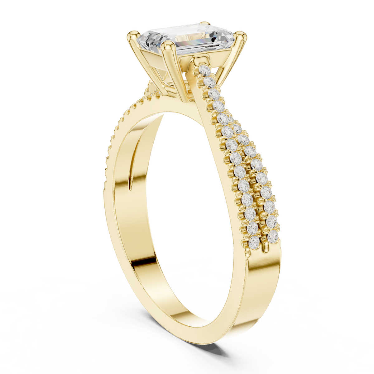 14K Solid Gold Lab Diamond Solitaire Ring, Yellow Gold, view 1