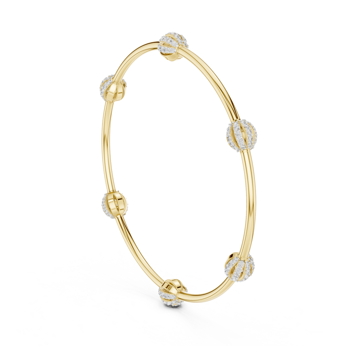 14K Solid Gold Lab Diamond Station Bracelet, Yellow Gold, view 1