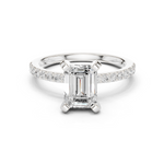 Gold Ring DDLR-040, Emerald center stone, White Gold