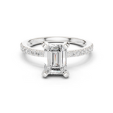Gold Ring DDLR-040, Emerald center stone, White Gold