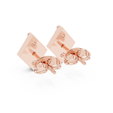 14K Solid Gold Lab Diamond Cluster Earrings, Rose Gold, view 3