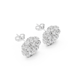 14K Solid Gold Lab Diamond Halo Earrings, White Gold, view 2