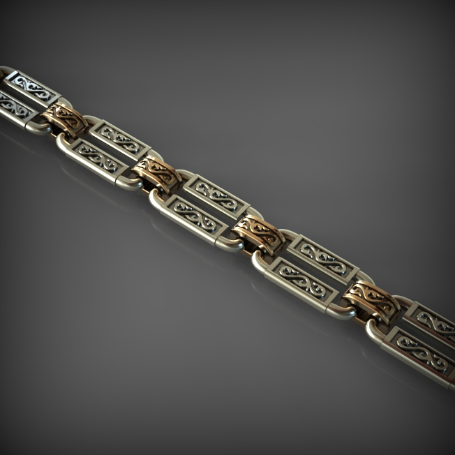 14K Solid Gold Men's Two-Tone Mariner Chain Necklace, Yellow Gold