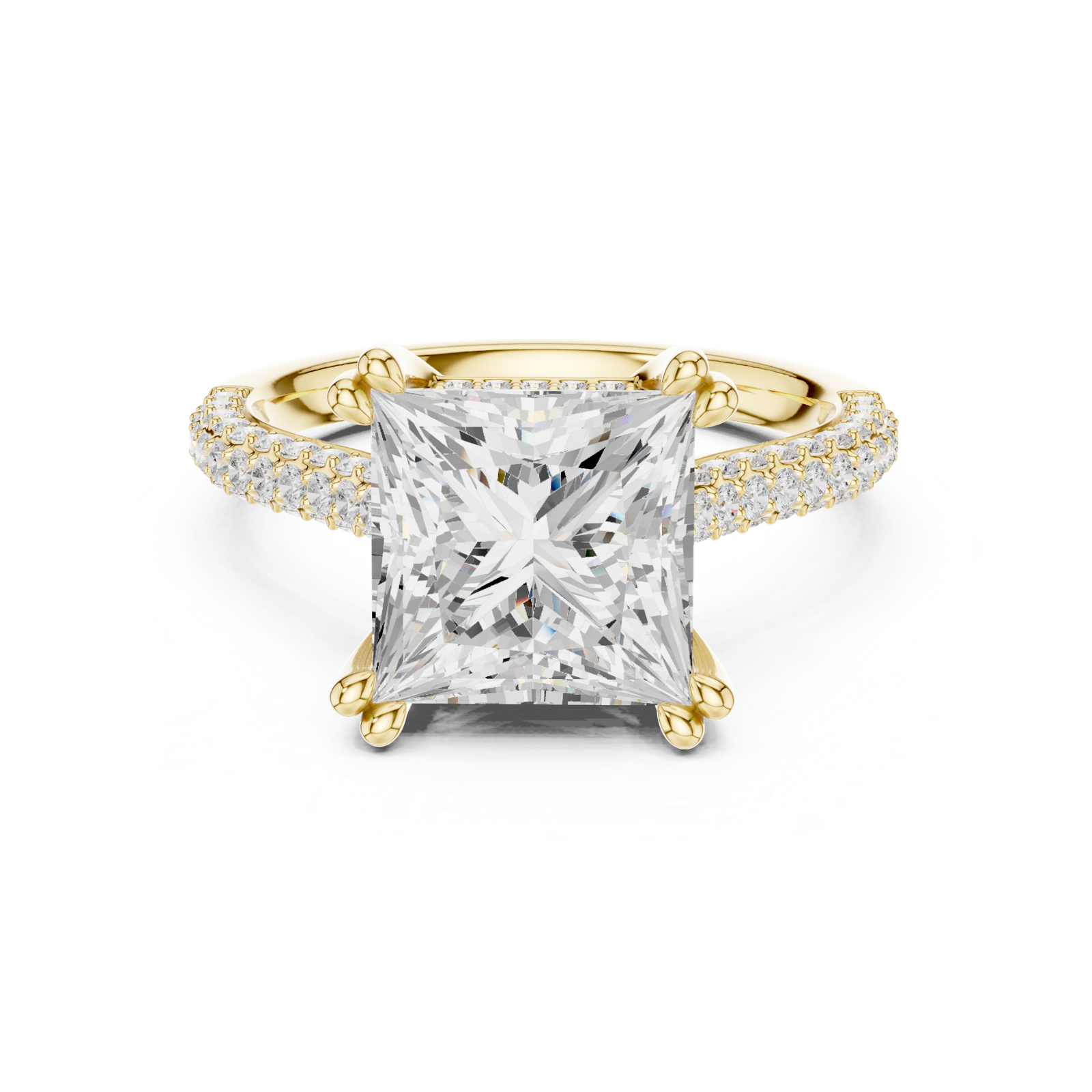 Gold Ring DDLR-260, Princess center stone, Yellow Gold, view 4