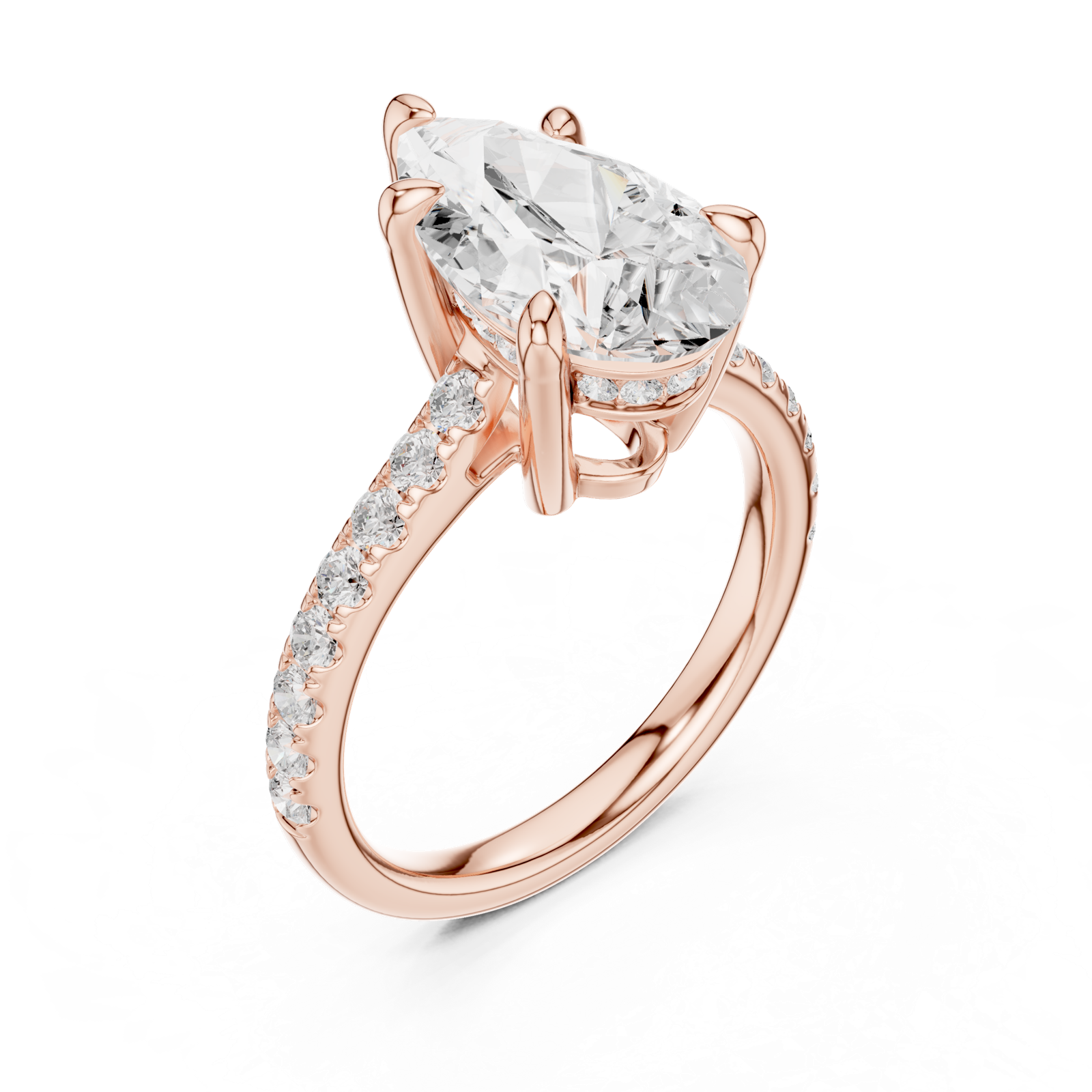 Gold Ring DDLR-250, Pear center stone, Rose Gold, view 2