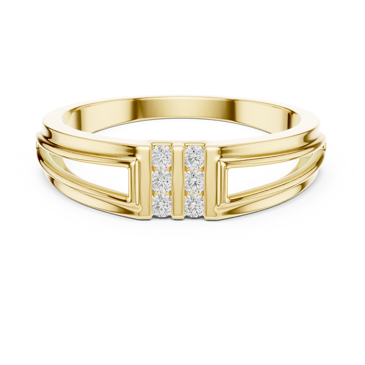 14K Solid Gold Lab Diamond Band Ring, Yellow Gold