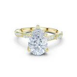 Gold Ring DDLR-167, Pear center stone, Yellow Gold