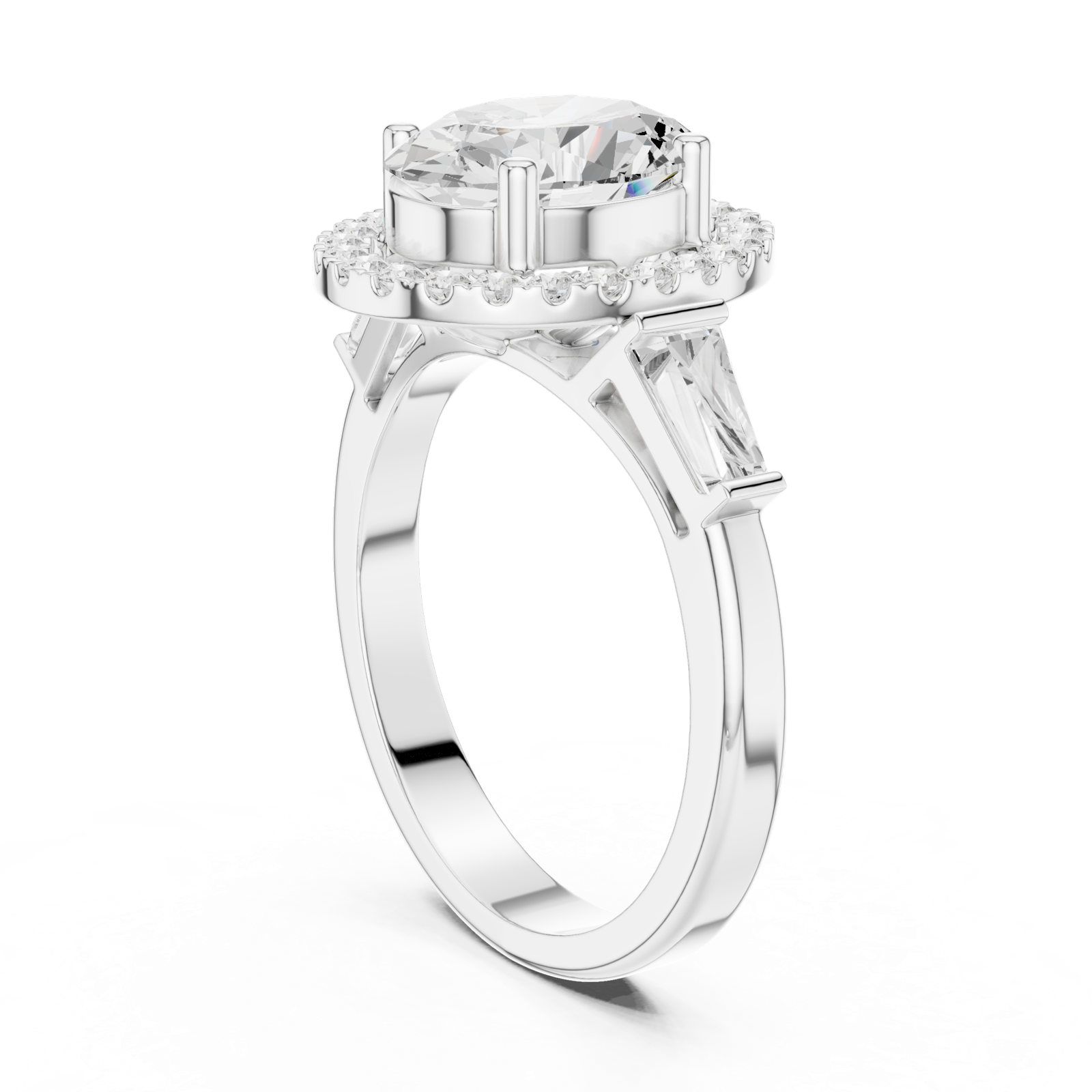 Gold Ring DDLR-342, Oval center stone, White Gold, view 1