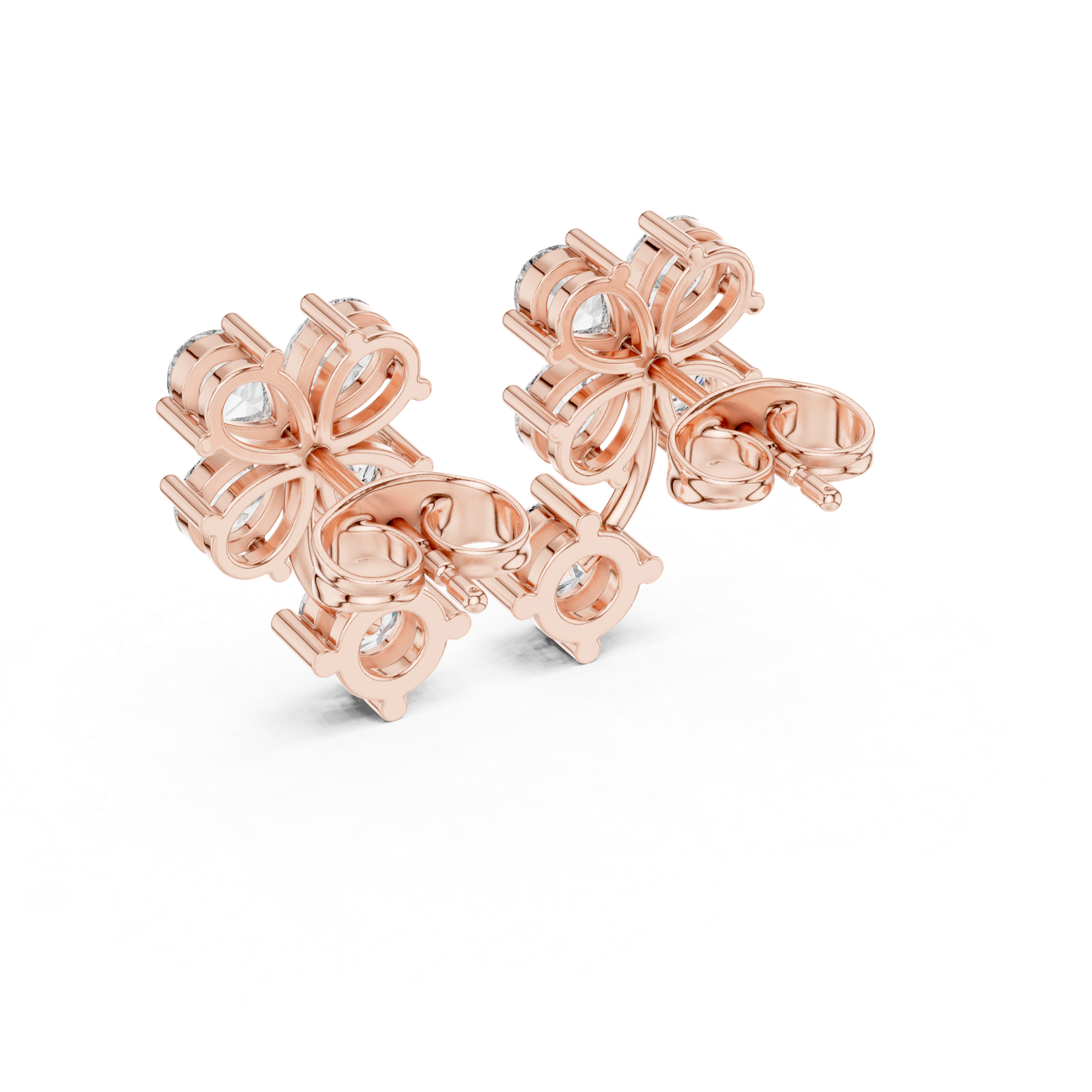 Gold Earrings AGDER-282, Rose Gold, view 3