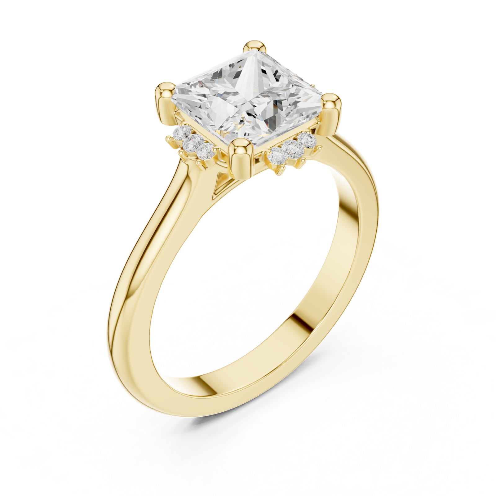 Gold Jewelry L35-123, Princess center stone, Yellow Gold, view 2