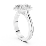 Gold Ring DDLR-338, Radiant center stone, White Gold, view 1