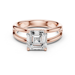 Gold Jewelry L36-9, Asscher center stone, Rose Gold