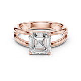 Gold Jewelry L36-9, Asscher center stone, Rose Gold