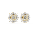 14K Solid Gold Lab Diamond Halo Earrings, Yellow Gold