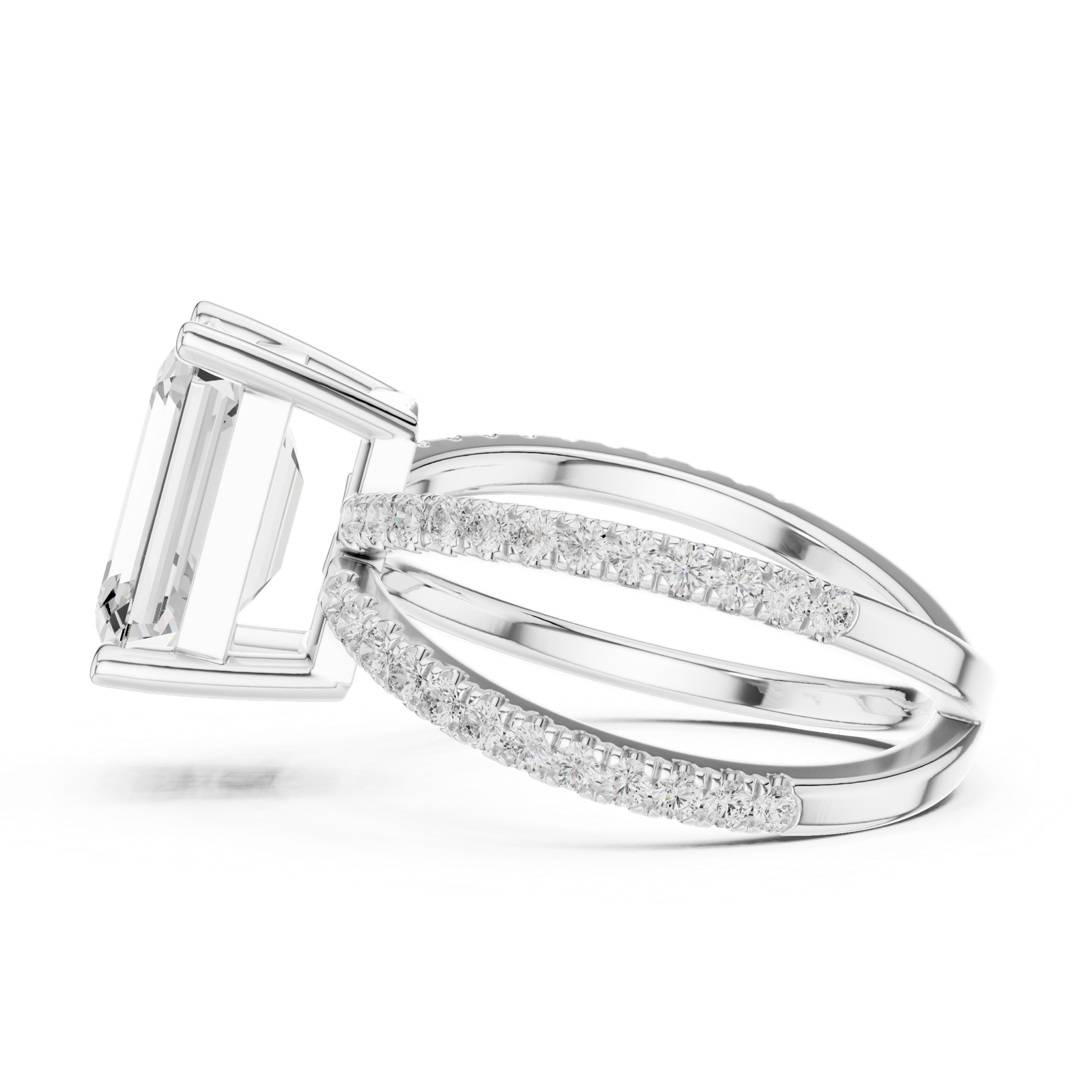 Gold Jewelry, Emerald center stone, White Gold, view 3