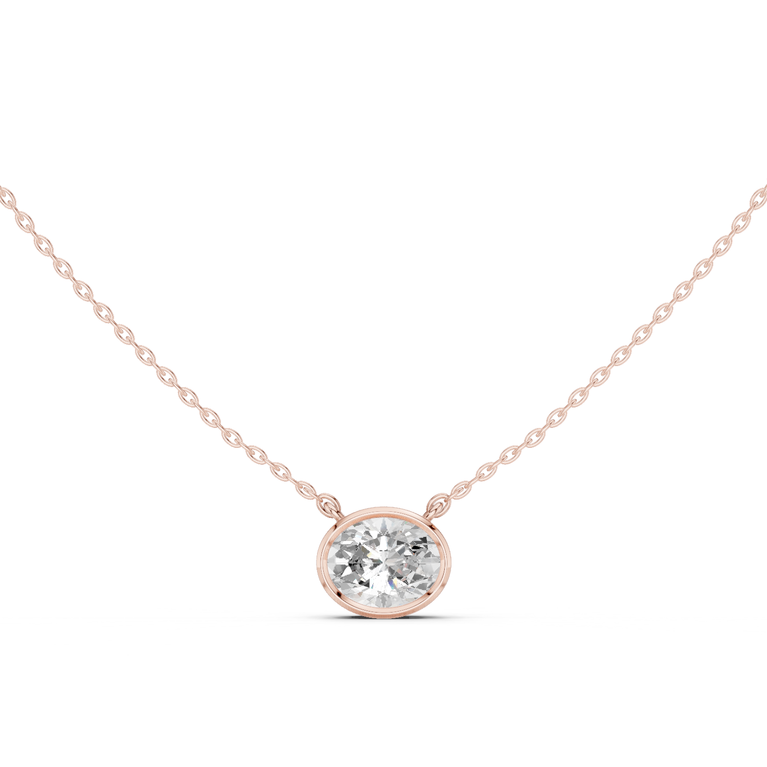 Gold Jewelry DDPO-007, Oval center stone, Rose Gold