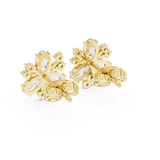 14K Solid Gold Lab Diamond Flower Cluster Earrings, Yellow Gold, view 3