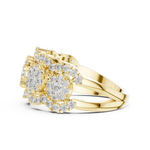 14K Solid Gold Lab Diamond Three-Stone Ring, Yellow Gold, view 3