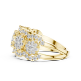 14K Solid Gold Lab Diamond Three-Stone Ring, Yellow Gold, view 3