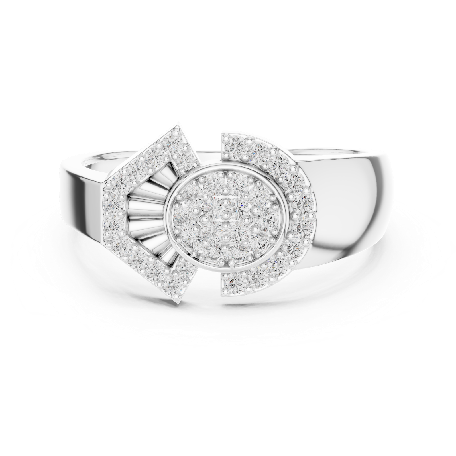 Gold Ring LR-01 (46), White Gold, view 4