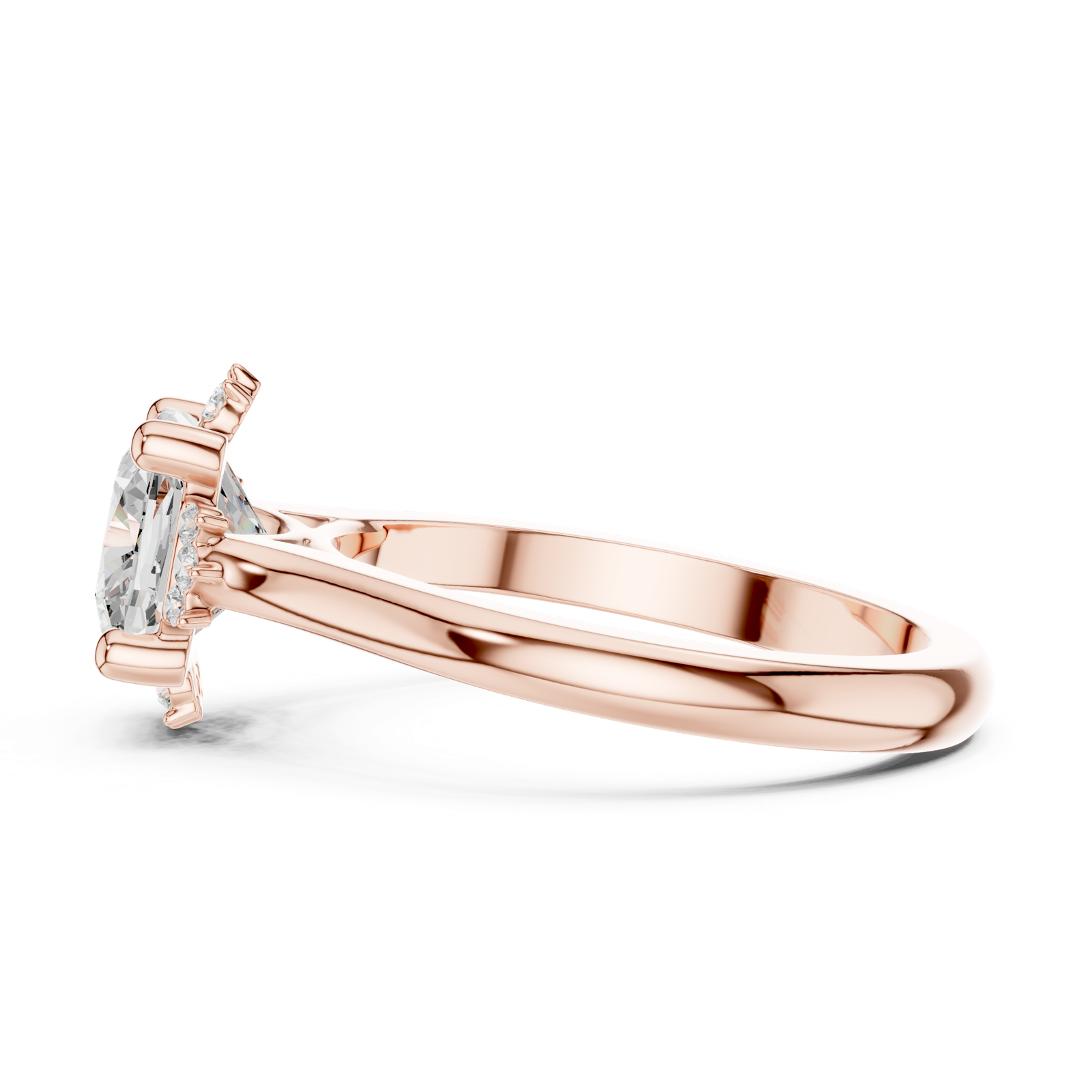 Gold Jewelry, Cushion center stone, Rose Gold, view 3