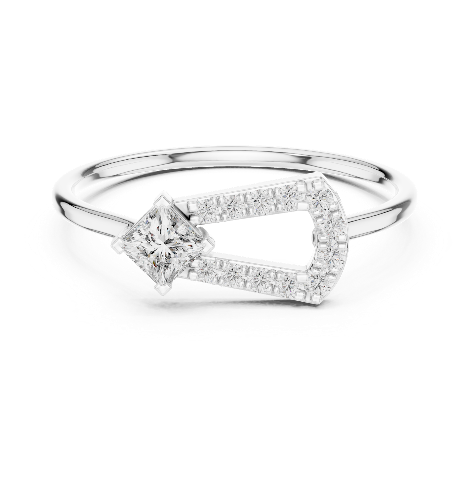 Gold Ring HLR-195, White Gold, view 4