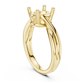 Gold Twisted Band Solitaire Engagement Ring, Oval center stone, Yellow Gold, view 1