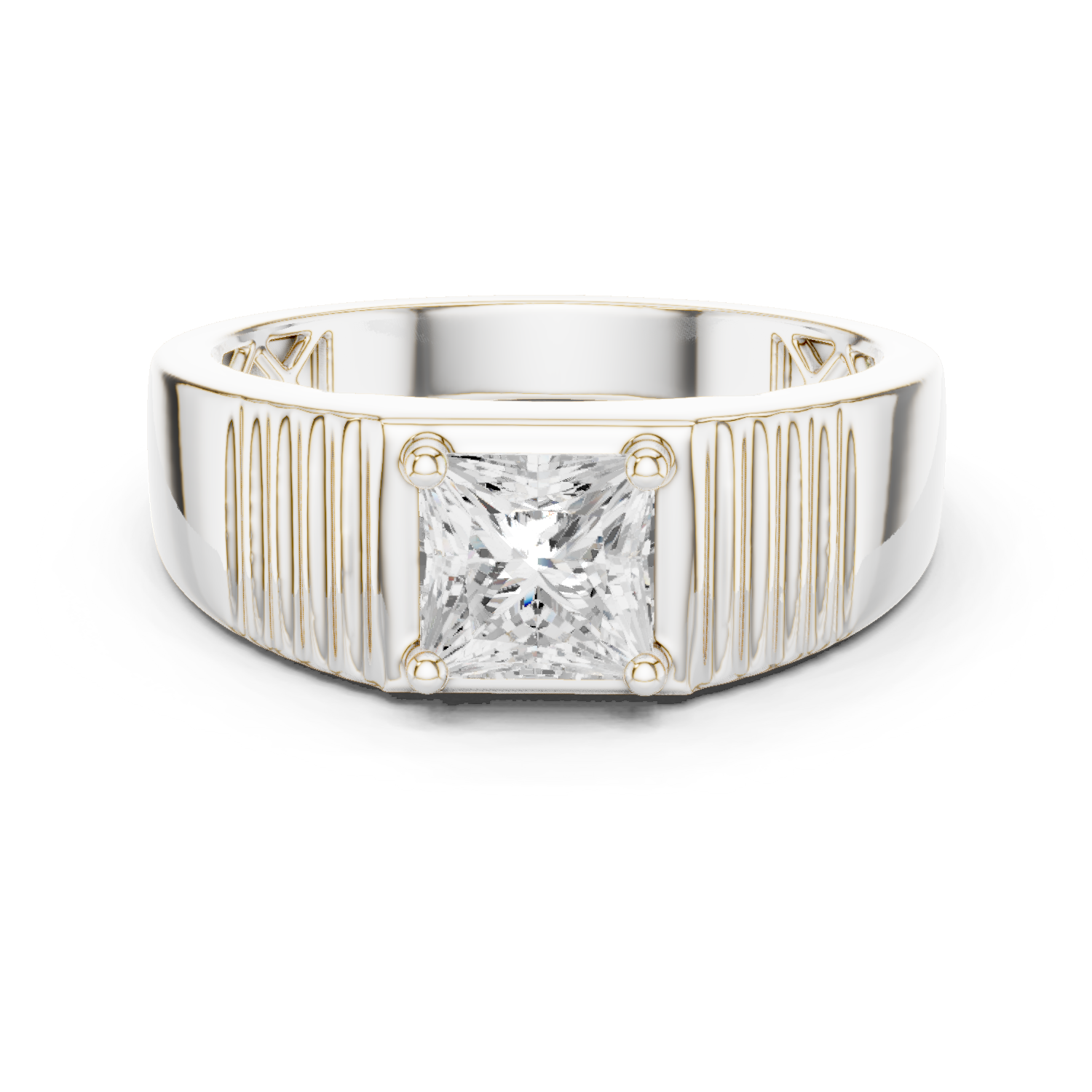 14K Solid Gold Lab Diamond Solitaire Ring, White Gold