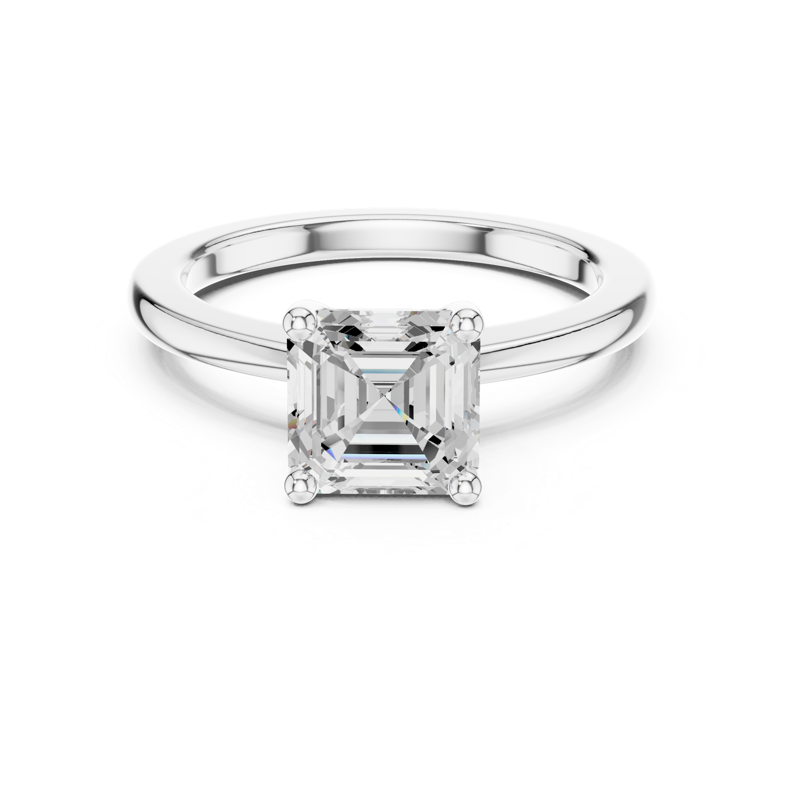 Gold Ring DDLR-032, Asscher center stone, White Gold, view 4