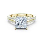 Gold Ring DDLR-252, Princess center stone, Yellow Gold