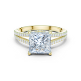 Gold Ring DDLR-252, Princess center stone, Yellow Gold