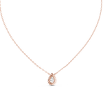14K Solid Gold Lab Diamond Halo Pendant Necklace, Rose Gold, view 4