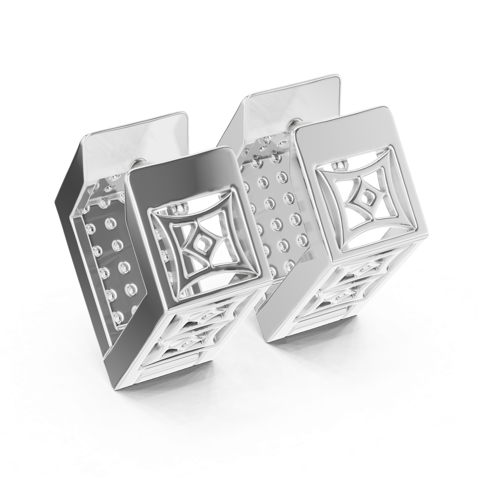 Gold Earrings L03-5, White Gold, view 3