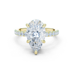 Gold Ring DDLR-259, Pear center stone, Yellow Gold
