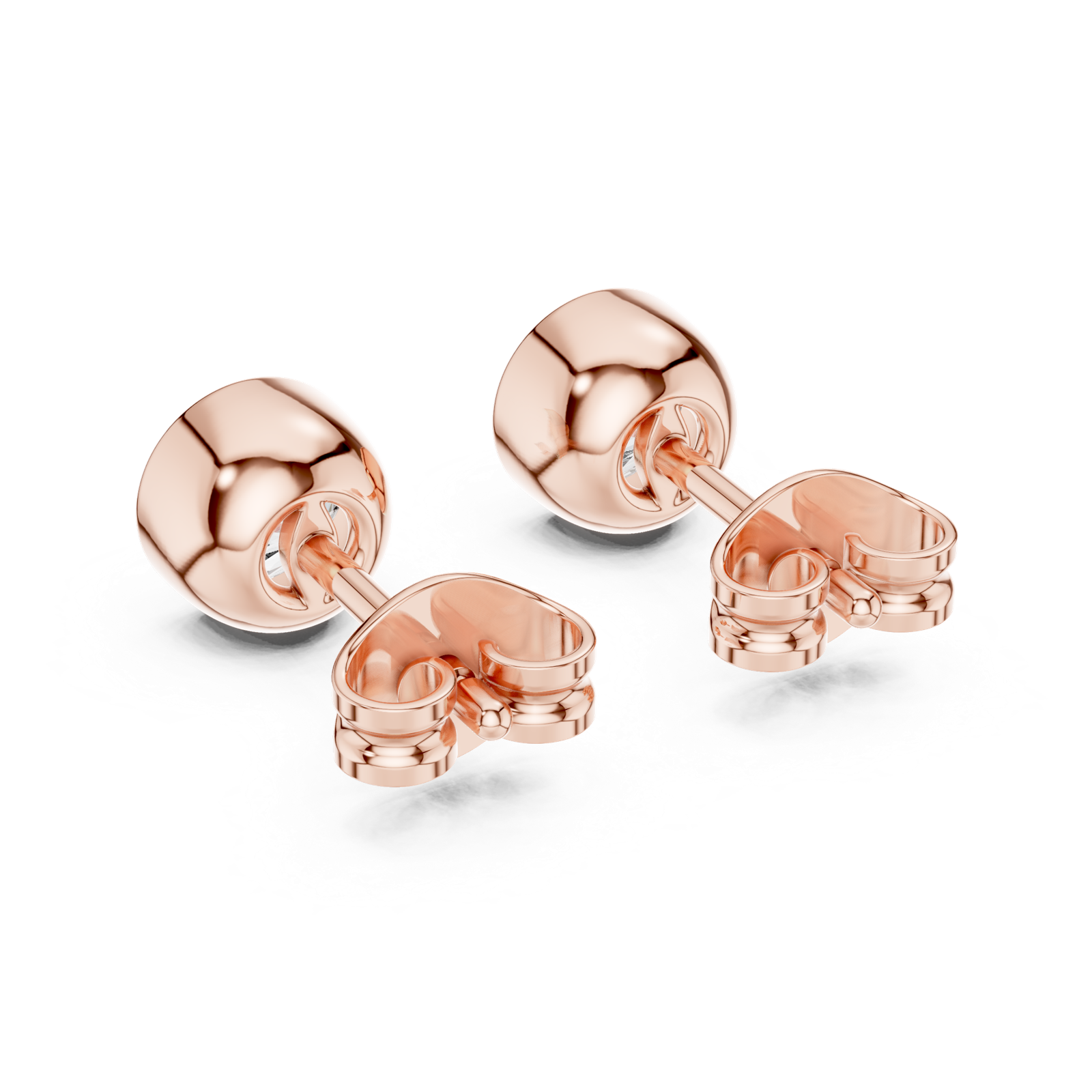 14K Solid Gold Lab Diamond Stud Earrings, Rose Gold, view 3