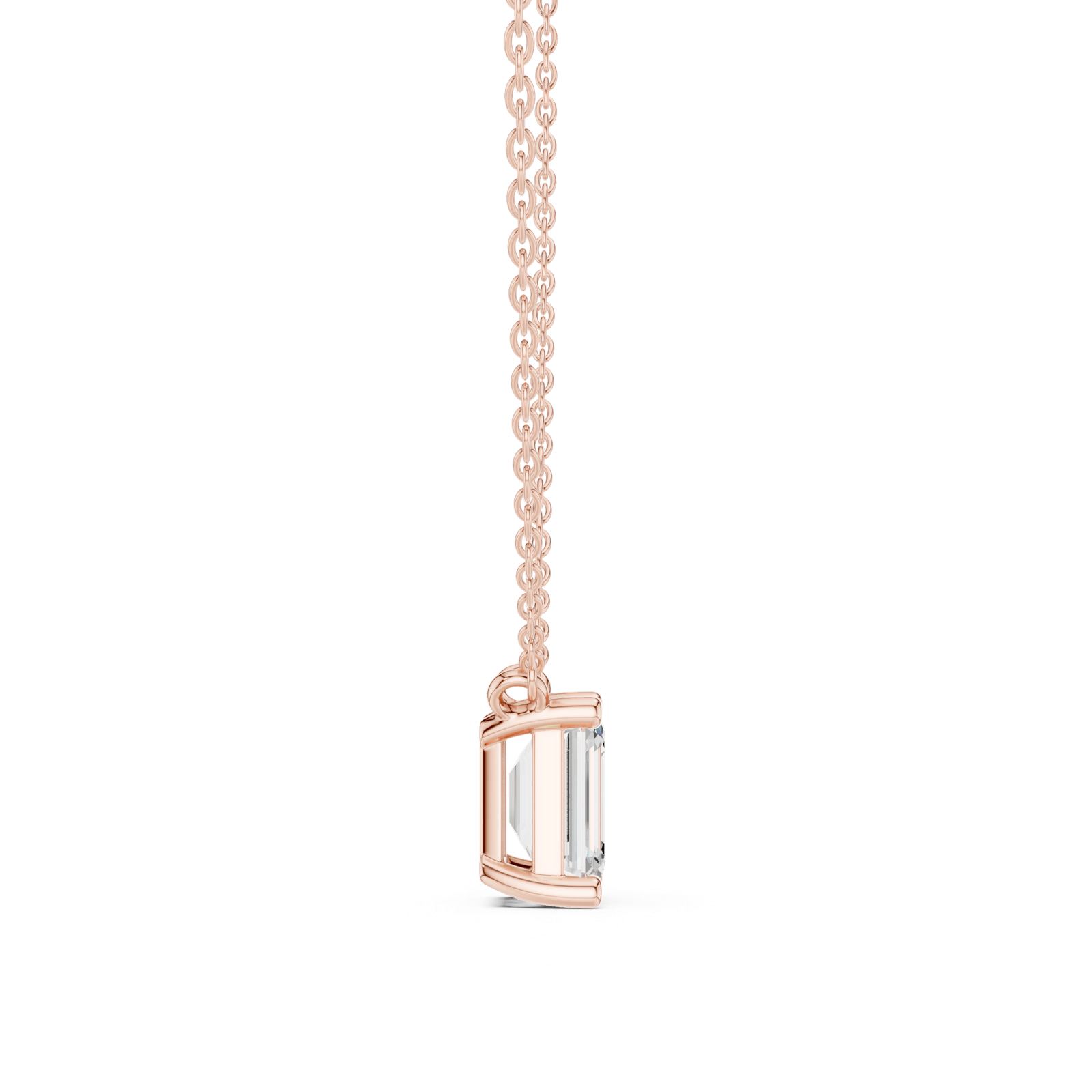 Gold Jewelry, Emerald center stone, Rose Gold, view 3