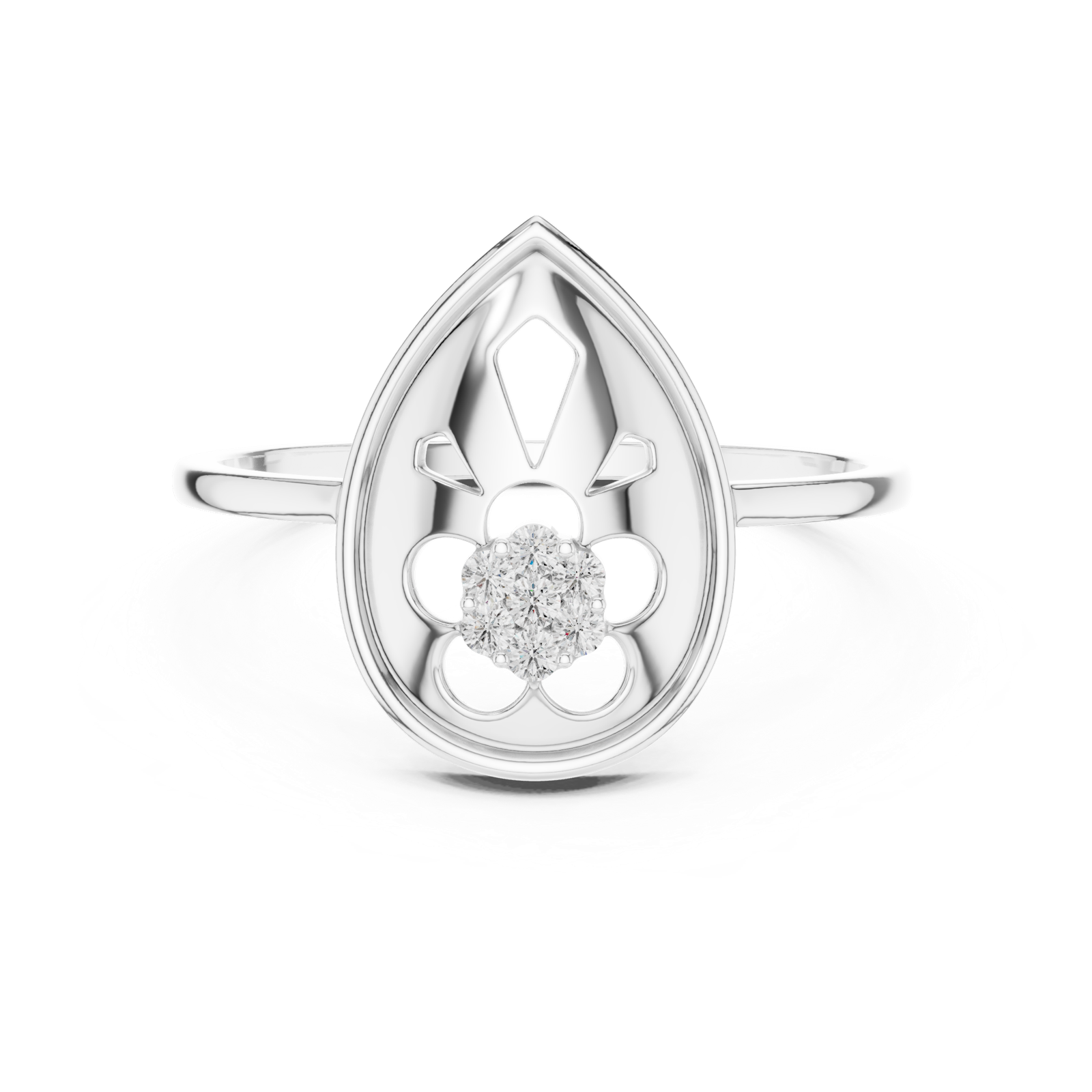 Gold Ring DR-6188, White Gold, view 4