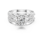 Gold Ring, Cushion center stone, White Gold, view 4
