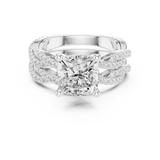 Gold Ring, Cushion center stone, White Gold, view 4