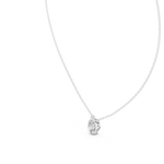 14K Solid Gold Lab Diamond Halo Pendant Necklace, White Gold, view 2