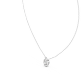 14K Solid Gold Lab Diamond Halo Pendant Necklace, White Gold, view 2