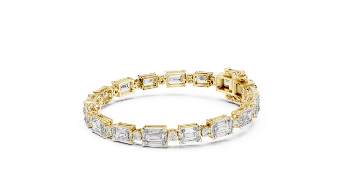 14K Solid Gold Lab Diamond Bracelet, Yellow Gold, view 1