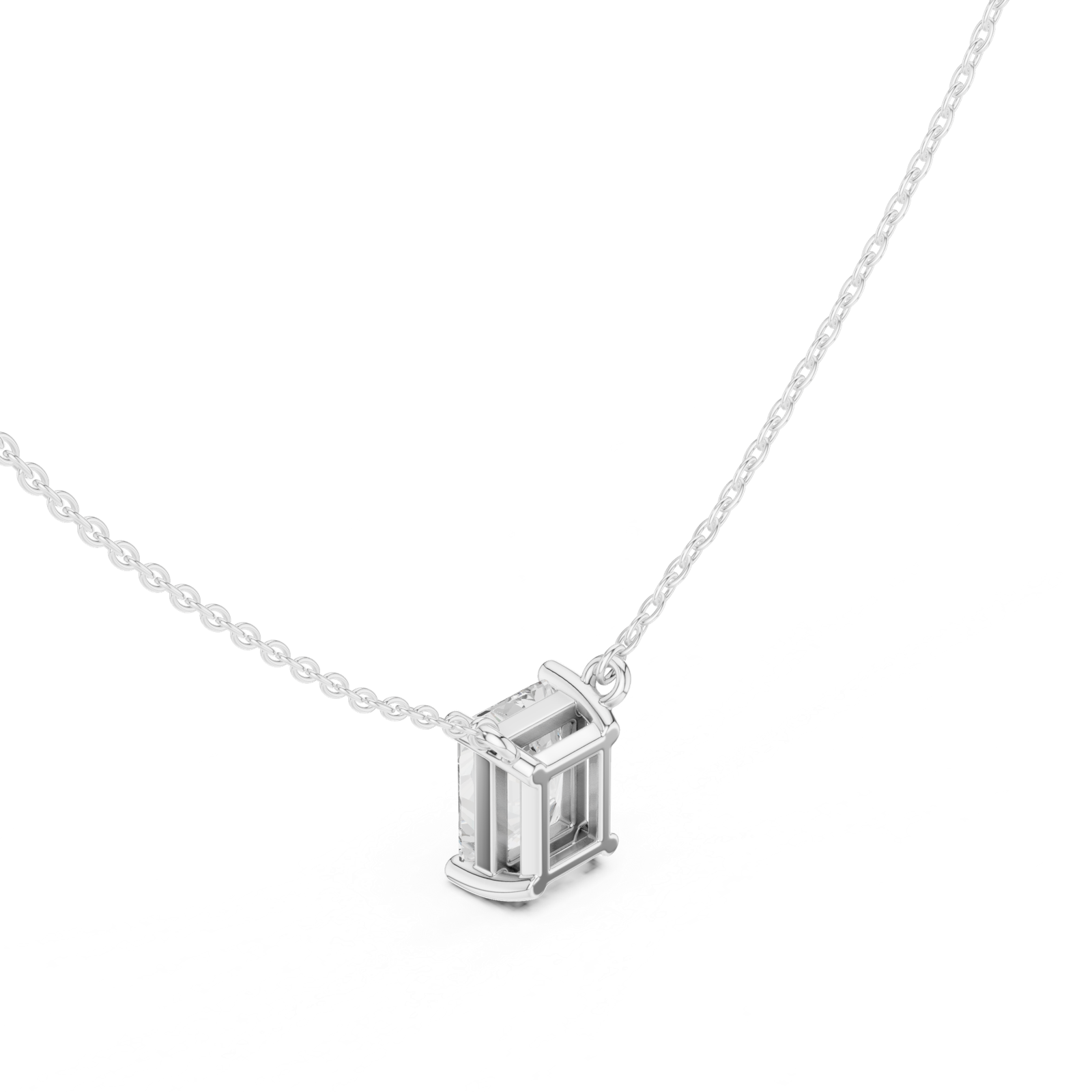 Gold Jewelry DDPO-001, Radiant center stone, White Gold, view 2