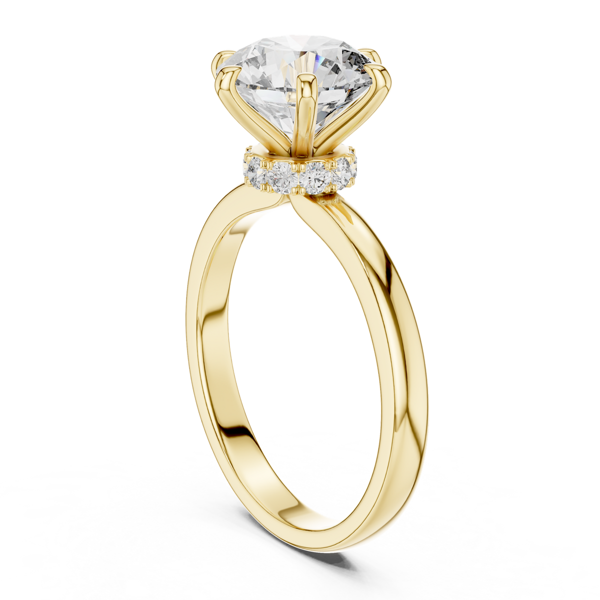 14K Solid Gold Lab Diamond Solitaire Ring, Yellow Gold, view 1
