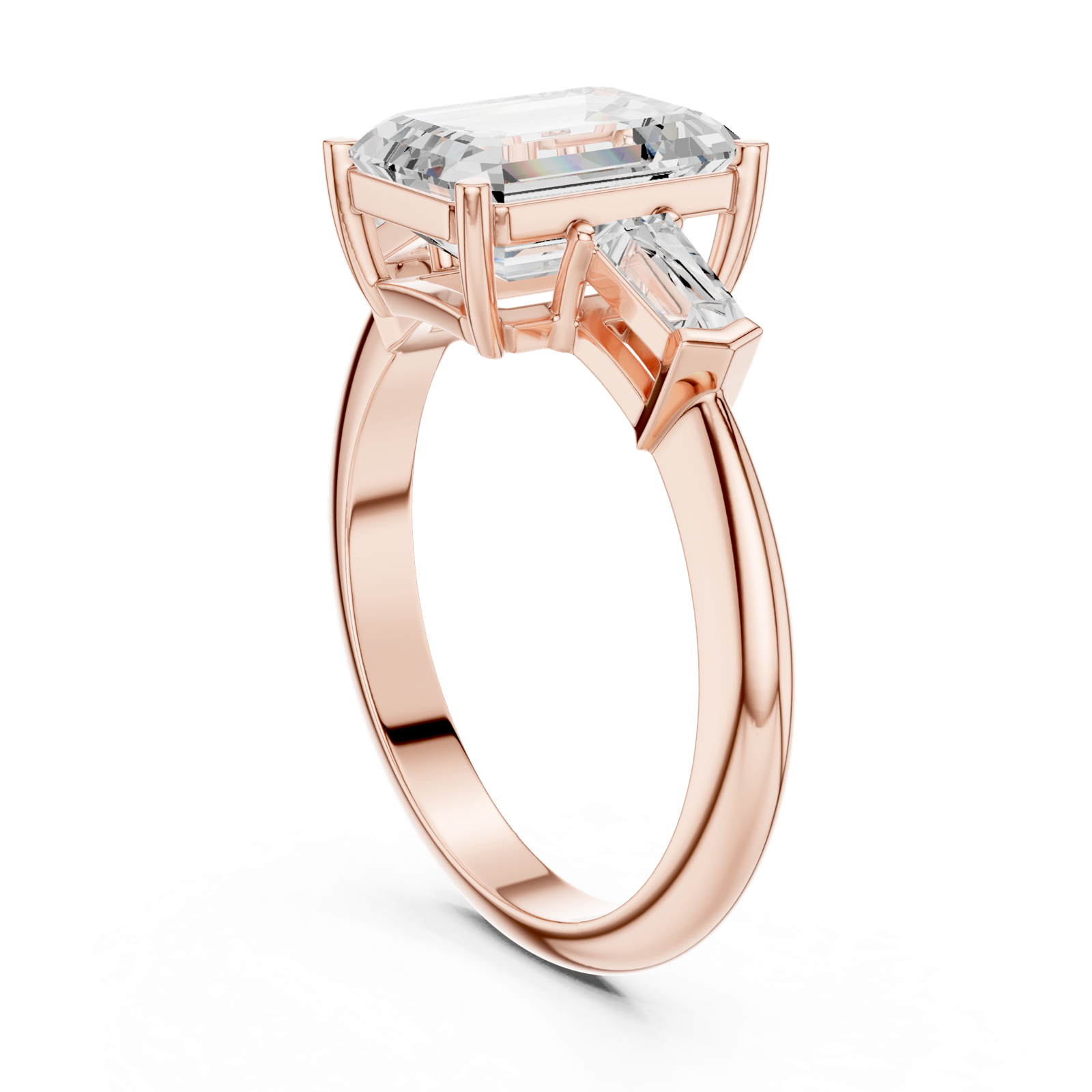 Gold Jewelry, Emerald center stone, Rose Gold, view 1