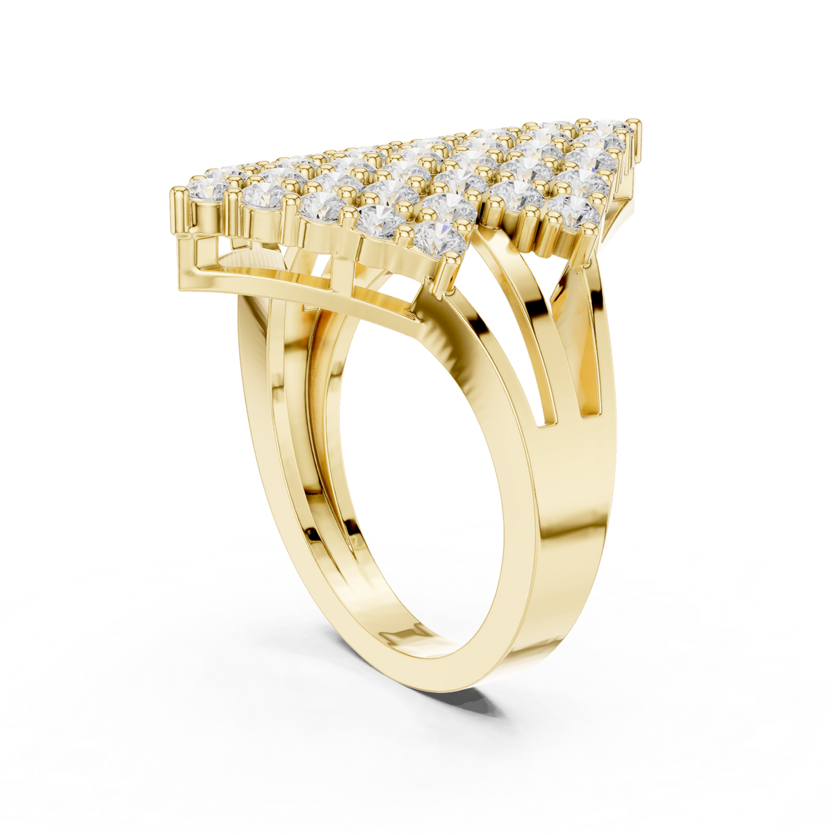 14K Solid Gold Lab Diamond Cluster Ring, Yellow Gold, view 1