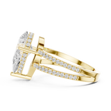 Gold Jewelry L36-13, Pear center stone, Yellow Gold, view 3