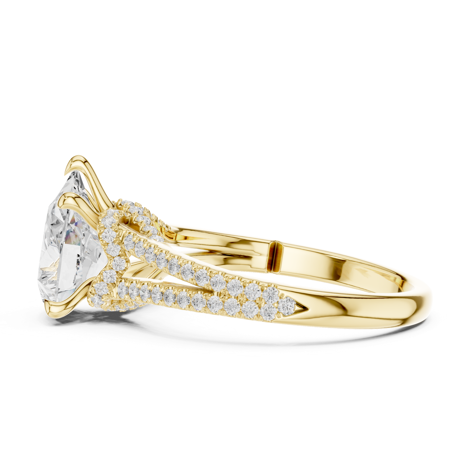 Gold Ring DDLR-252, Pear center stone, Yellow Gold, view 3