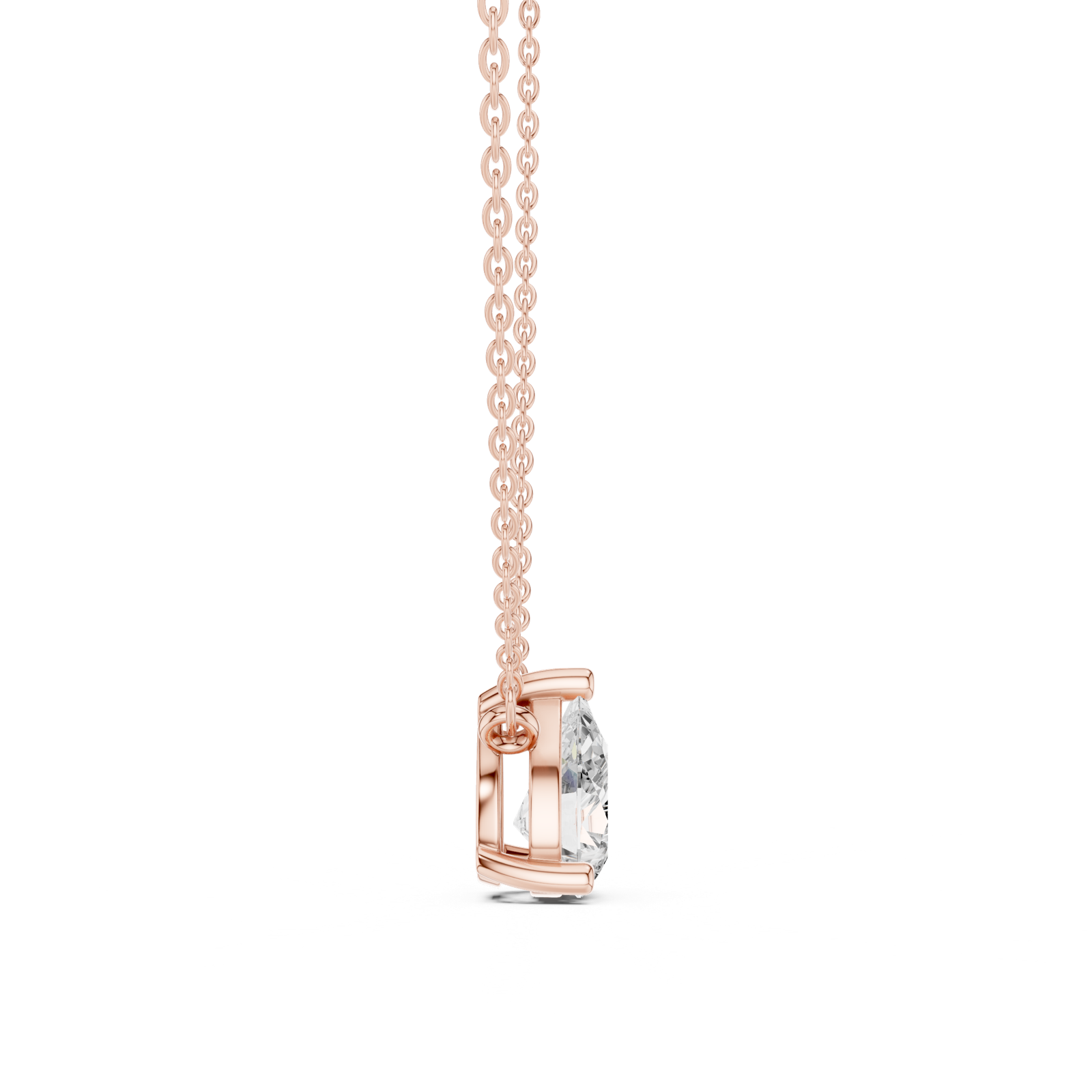 Gold Jewelry DDPO-001, Pear center stone, Rose Gold, view 3